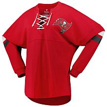 Women's Fanatics Red Tampa Bay Buccaneers Spirit Jersey Lace-Up V-N...