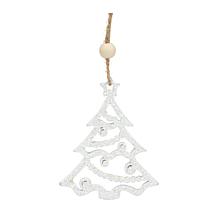 Wood Tree 9-piece Tag Ornament Set with Beaded Hanger