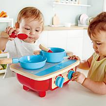 Wooden Kitchen Playset with Toy Stove, Frying Pan, Spoon, Spatula