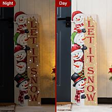 Wooden Let It Snow Stack Snowman Porch Decor 41.75"H