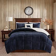 Woolrich Alton 4-piece Navy/Ivory Plush to Sherpa King Comforter Set