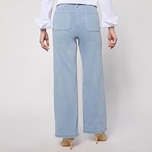 WynnDenim Wide Leg Twill Pant with Patch Pockets