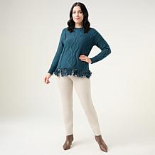 Wynne Collection Cotton Blend Fringe Sweater