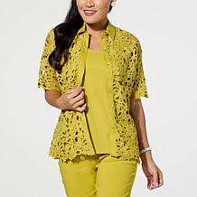 WynneCollection Abstract Floral Lace Top