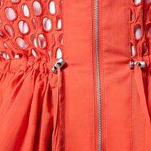 WynneCollection Cotton Eyelet Peplum Jacket