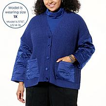 WynneCollection Cozy Plush Quilted Satin Cardigan Jacket
