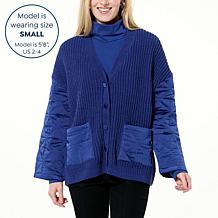 WynneCollection Cozy Plush Quilted Satin Cardigan Jacket