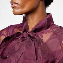 WynneCollection Embellished Chiffon Bow Blouse with Tank
