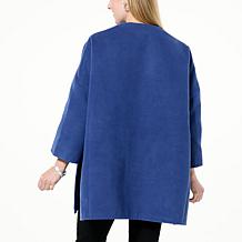 WynneCollection Faux Fur Collar Button-Front Drama Poncho