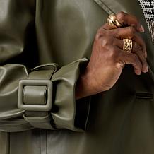 WynneCollection Faux Leather Short Trench