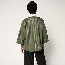 WynneCollection Faux Leather Unstructured Jacket