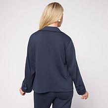 WynneCollection French Terry Double-Breasted Short Jacket