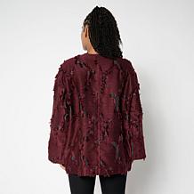 WynneCollection Long-Sleeve Organza Cut Jacquard Jacket