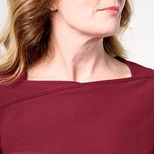 WynneCollection Luxe Crepe Asymmetrical Neckline Top