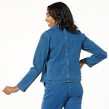 WynneCollection Refined Denim Moto Jacket