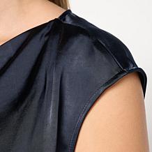 WynneCollection Satin Drape Neck Top