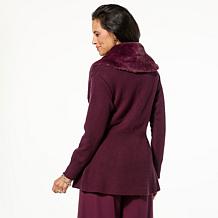 WynneCollection SoftKNIT Removable Faux Fur Collar Cardigan