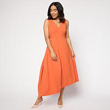 IMAN Global Chic Knit Mesh Dress with Draped Skirt | HSN