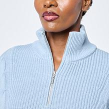 WynneLayers Cotton Blend Cable Detail 1/2-Zip Sweater