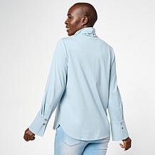WynneLayers Cotton Blend Long-Sleeve Cuff Detail Turtleneck Shirt