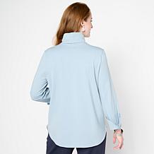 WynneLayers Cotton Blend Long-Sleeve Cuff Detail Turtleneck Shirt