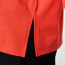 WynneLayers Cotton Curved Hem Cowl Neck Top