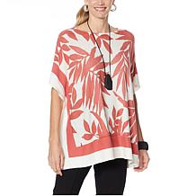 WynneLayers Intarsia Sweater Knit Poncho