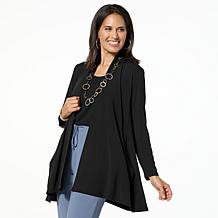 WynneLayers Matte Jersey Cardigan with Draped Pockets