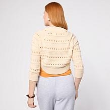 WynneLayers Open Stitch 3/4-Sleeve Please Shrug