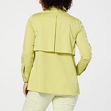 WynneLayers Poplin Trench-Detailed Shirt with Rain Guard Flap