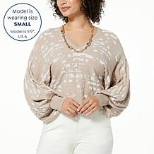 WynneLayers Pretty, Pleated & Patterned Batwing Sleeve Sweater