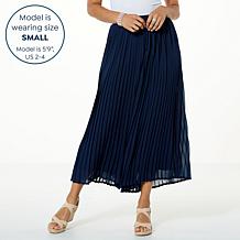 WynneLayers Pull-On Pleated Pant with Chiffon Overlay