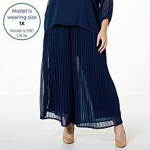 WynneLayers Pull-On Pleated Pant with Chiffon Overlay