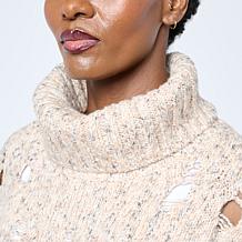 WynneLayers Turtleneck Marled Open Stitch Sweater