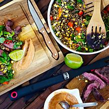 Yukon Glory 3pk Acacia Steak Board w/ Juice Groove, Knife, Cups 