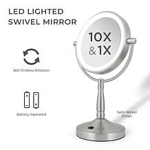 Zadro Cordless Dual-Sided Lighted Vanity Mirror w 10X/1X Magnification