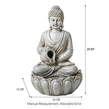 Zen-Style Meditative Buddha Fountain with LED Lights 20.5"H