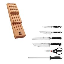 Zwilling Pro 7-Piece Block Set with Beechwood In-Drawer Knife Tray