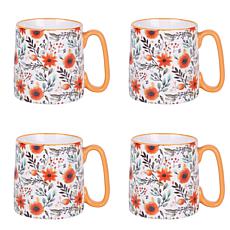 10 Strawberry Street Bella Harvest Floral Mug, Set of 4