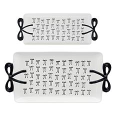 10 Strawberry Street Black Bow Serving Tray, Ribbon, Set of 2