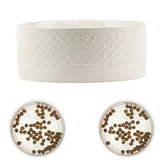 10 Strawberry Street Clermont Paw Pet Dish, White, Set of 2, Large