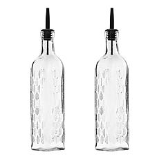 10 Strawberry Street Glass Oil & Vinegar Bottles,  Clear Pine Bough