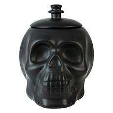 10 Strawberry Street Matte Black Ceramic Skull Cookie Jar