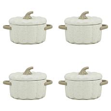 10 Strawberry Street Mini Stoneware Tureens, Set of 4, White