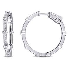 10K Gold .25ctw Diamond Heart Station Hoop Earrings