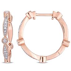 10K Rose Gold 0.30ctw Diamond-Accented Hoop Earrings