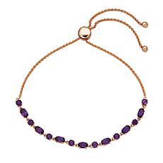 10K Rose Gold Amethyst Adjustable Bolo Bracelet