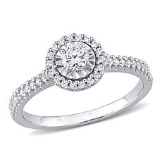 10K White Gold 0.39ctw Diamond Round Halo Ring