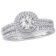 10K White Gold 0.40ctw Round Diamond Bridal Ring Set