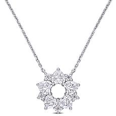 10K White Gold 1.40ctw Moissanite Floral Pendant with 17" Chain